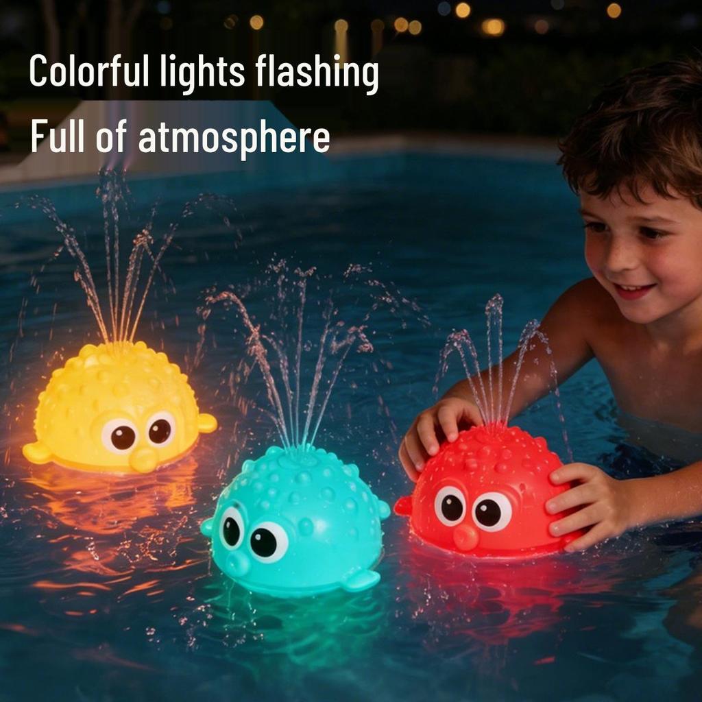 Pufferfish Electric Induction Water-Spray Bath Toy Frog Octopus Whale with Lights & Music