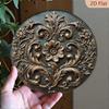 Vintage Round Metal Poster, Wall Art Leaf Pattern for Living Room