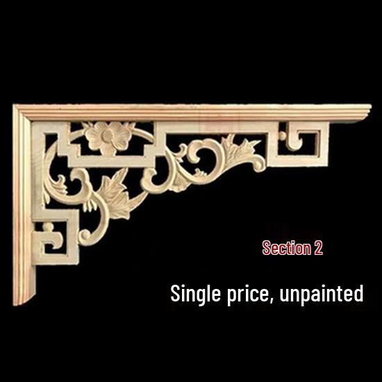 Double-Sided Carved Solid Wood Lintel: New Chinese Antique Corner Decoration for Background Walls