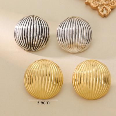 Personality Niche Design Circular Stripe Hollow Out High Texture 18K Gold Fashionable Versatile Earrings Women