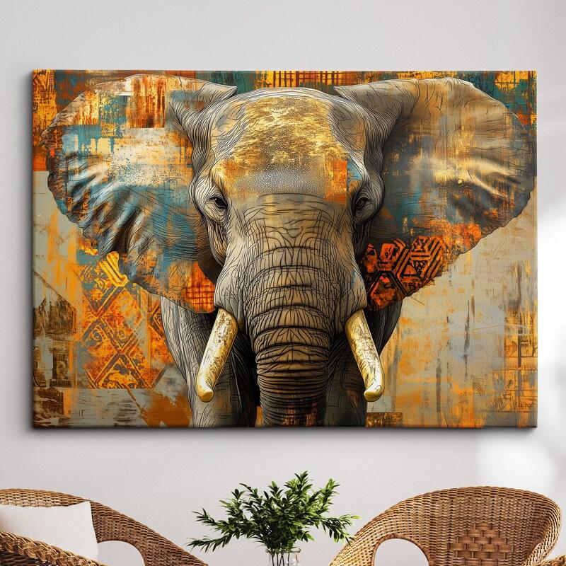 Tapestry abstract oil painting of an elephant 75x100 чёрный