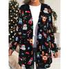 Long - Sleeve Open - Front Christmas Cardigan for Women, Multifaceted Holiday Prints, Soft Fabric, Perfect for Holiday Gathering