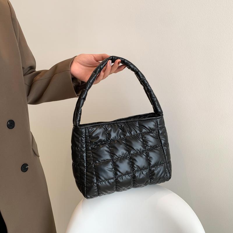 Women's Bag  Square Handbag Embroidered Cotton-padded Solid Color Tote Bag