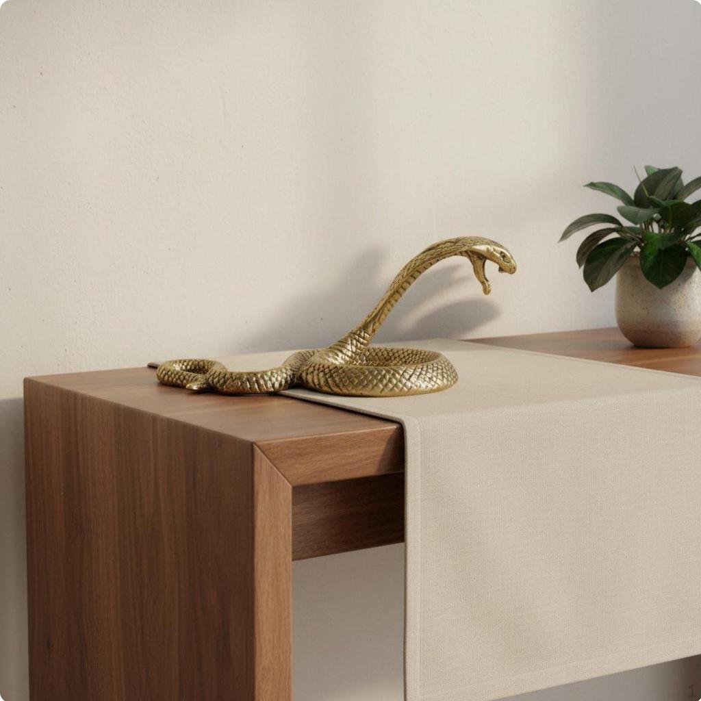 Brass Snake Statue Feng Shui Decor Figurine Intricate Details Miniature Animal