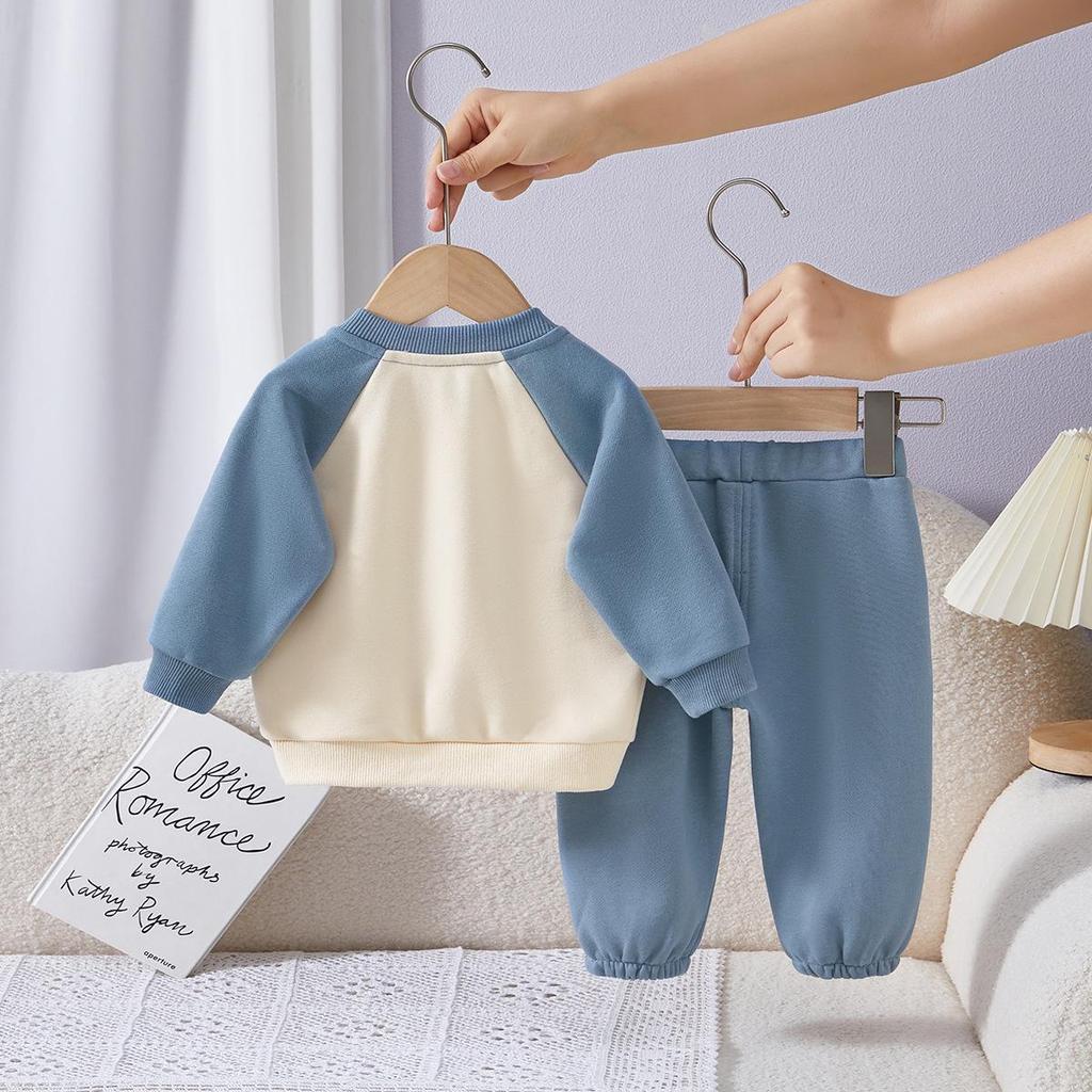 Kids' Autumn Cartoon Long Sleeve Sweatshirt Set - Korean Style Boys' Two-Piece Ensemble