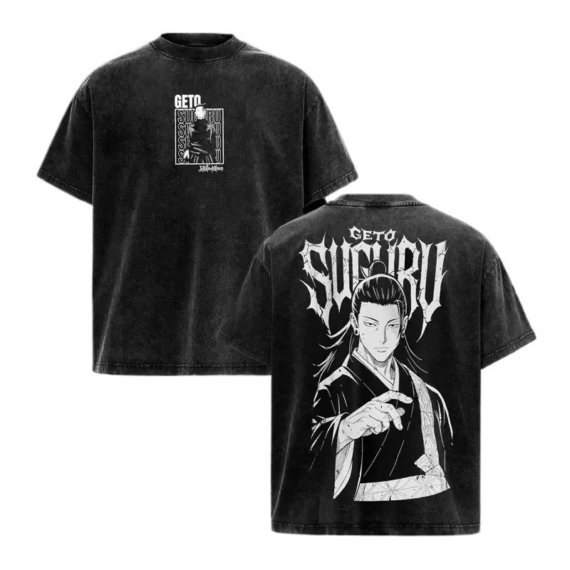 2026 Anime Jujutsu Kaisen Geto Suguru Bedrucktes T-Shirt für Herren und Damen Gewaschenes T-Shirt Hohe Qualität Vintage Baumwoll-T-Shirt Oberteile