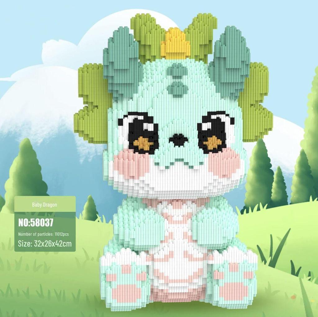 Year of the Dragon: Chinese-Styled Unicorn Dragon Building Blocks - Educational Puzzle Toy for Kids