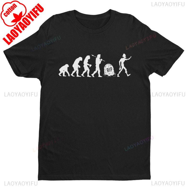 Evolution of The Zombie T Shirt From Ape Through Prehistoric Man To Gravestone and Zombie Rising Graphic T Shirts Cotton Tees