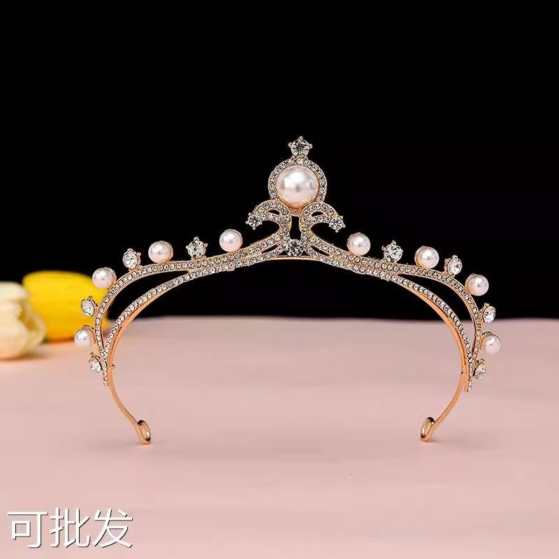 Baroque Crown Queen Pearl Hairpin 18th Birthday Bride Tiara Wedding Dress Crown Princess Crown Headband