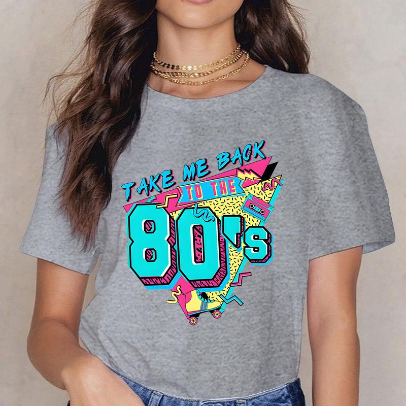 Take ME BACK TO THE 90'S Fun Letter Printed Casual Loose Round Neck Cotton Short Sleeved Top T-Shirts Women’s