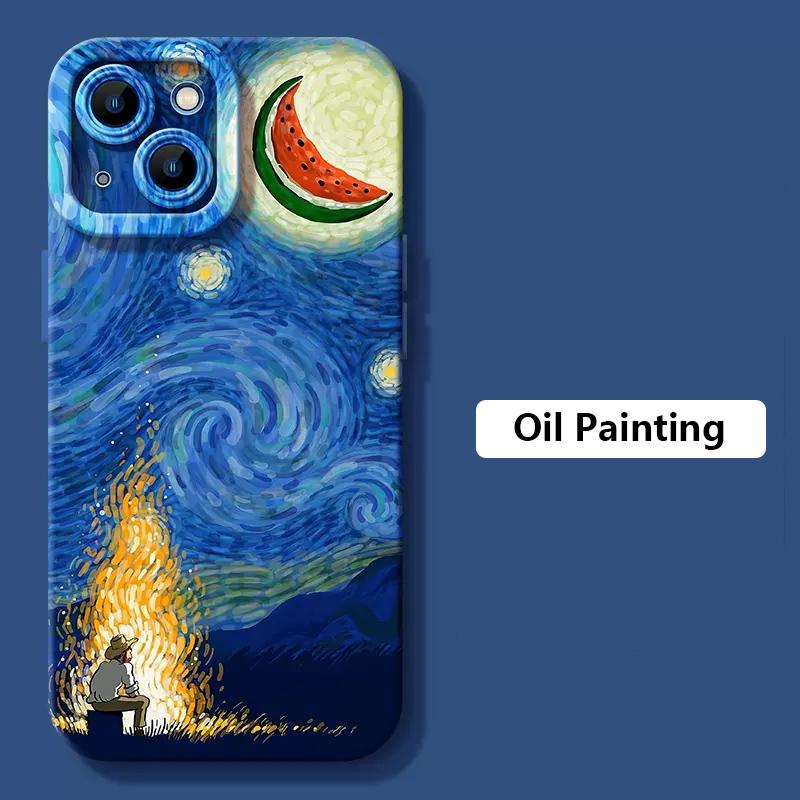 Van Gogh Oil Painting Phone Case For iPhone 17 16 15 14 13 12 11 Pro Max 16 Plus 16E 17 Air Shockproof Matte Soft Silicone Cover