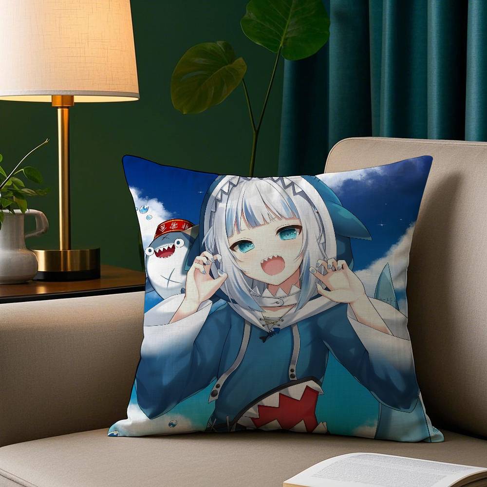 Anime Girl G-Gawr G-Gura Pillow Case Plush Fabric Soft Pillowcase Double Sided Print Sofa Cushion Cover Throw