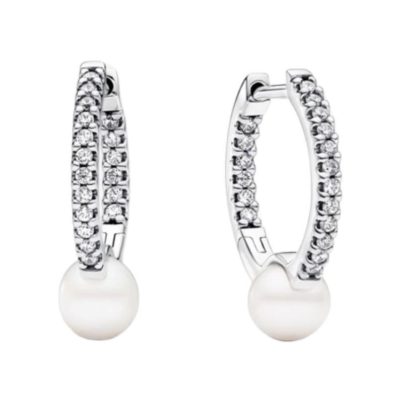 Pandora Timeless Inlay Design Sterling Silver Earrings Women s Silver 293171C01