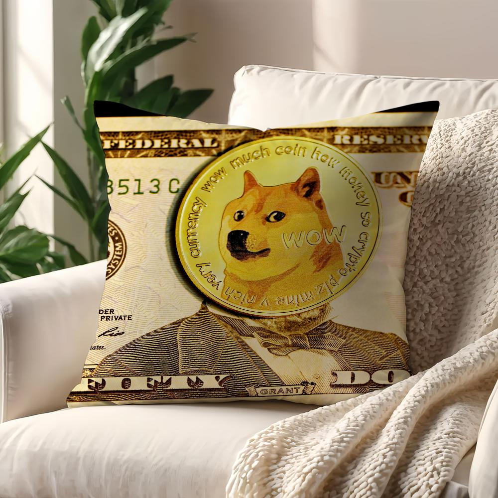 Funny Dogecoin Fashion dog cushion cover Pillow Cover Decoration Room Home Sofa living Office Car Nordic Simplicity