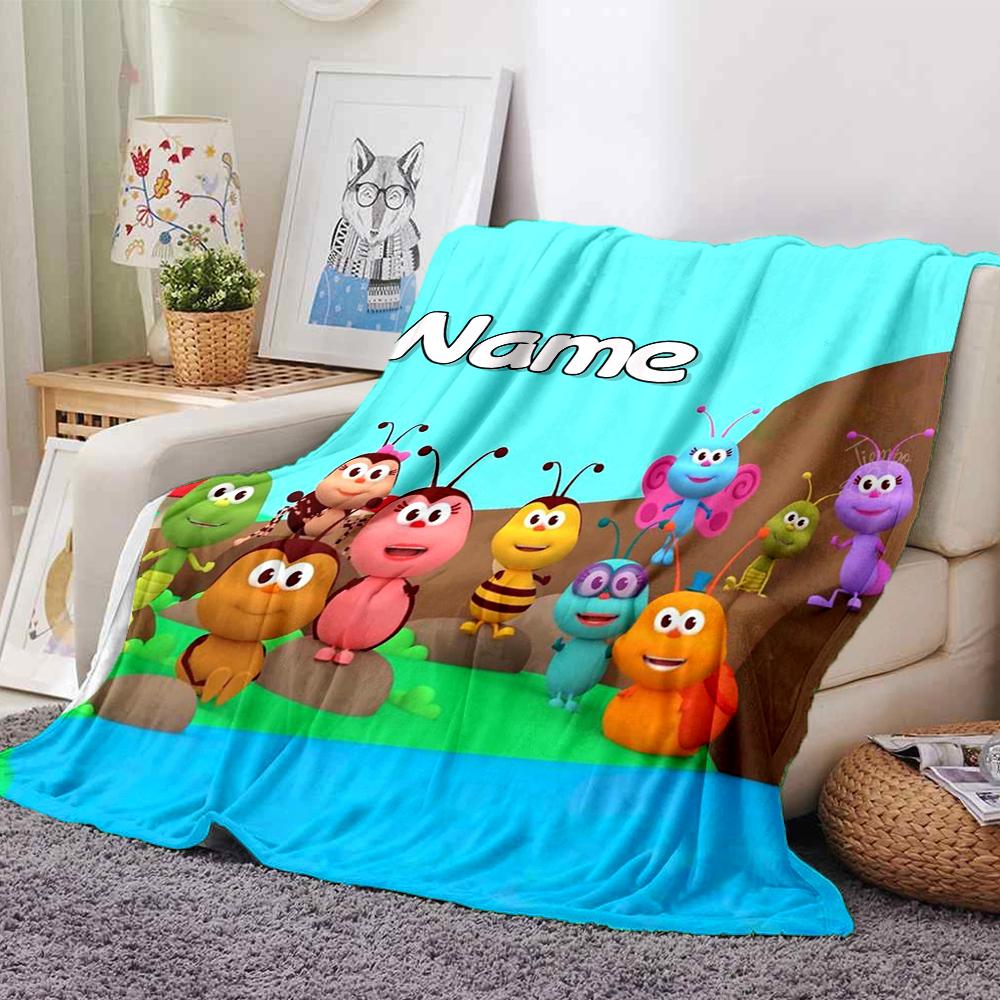 Custom Name Bugs Garden Party Blanket For Couch Bed Plush Cozy Fuzzy Blanket Super Soft Warm Blankets For Fall And Winter 09167