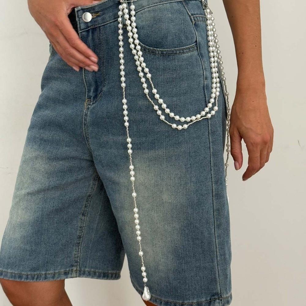 Pant Chains Pearls Chains Brooch Corsage Ornament Metal Multi-layer Necklace Banquet