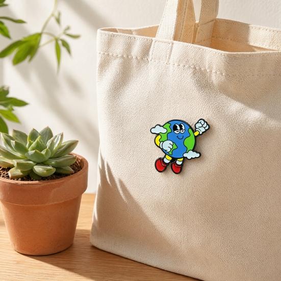 Earth Enamel Lapel Pin, Protecting The Earth Metal Brooch Pin for Backpacks, Clothing, Bags, Hats, Earth Day Gifts for Women Men