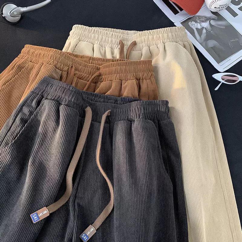 Herren Winter Kord Locker Gerade Weitbeinige Lässige Jogginghose