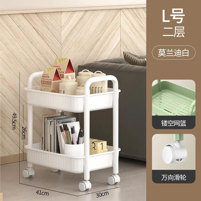 2-stöckiger rollender Küchenwagen Anti-Rutsch Servierwagen Wasserdicht Multifunktionaler Aufbewahrungs-Organizer Regalwagen Küche Badezimmer