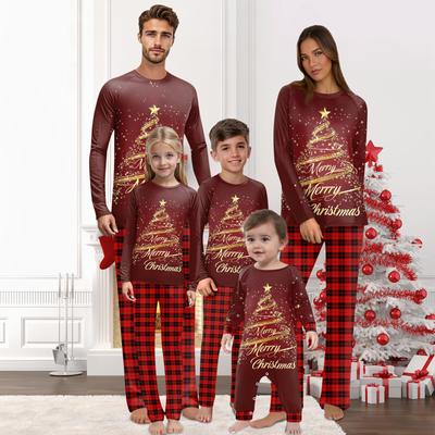 Christmas Prints Family Matching Long Sleeve Tops+Pants Set Family Matching Sets