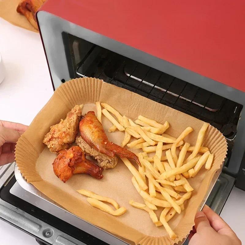 50/100 Stück rechteckige Air Fryer Liner Ölfeste Backformen Papierschale für Mikrowellenherde Silikon Öl Grillplatte