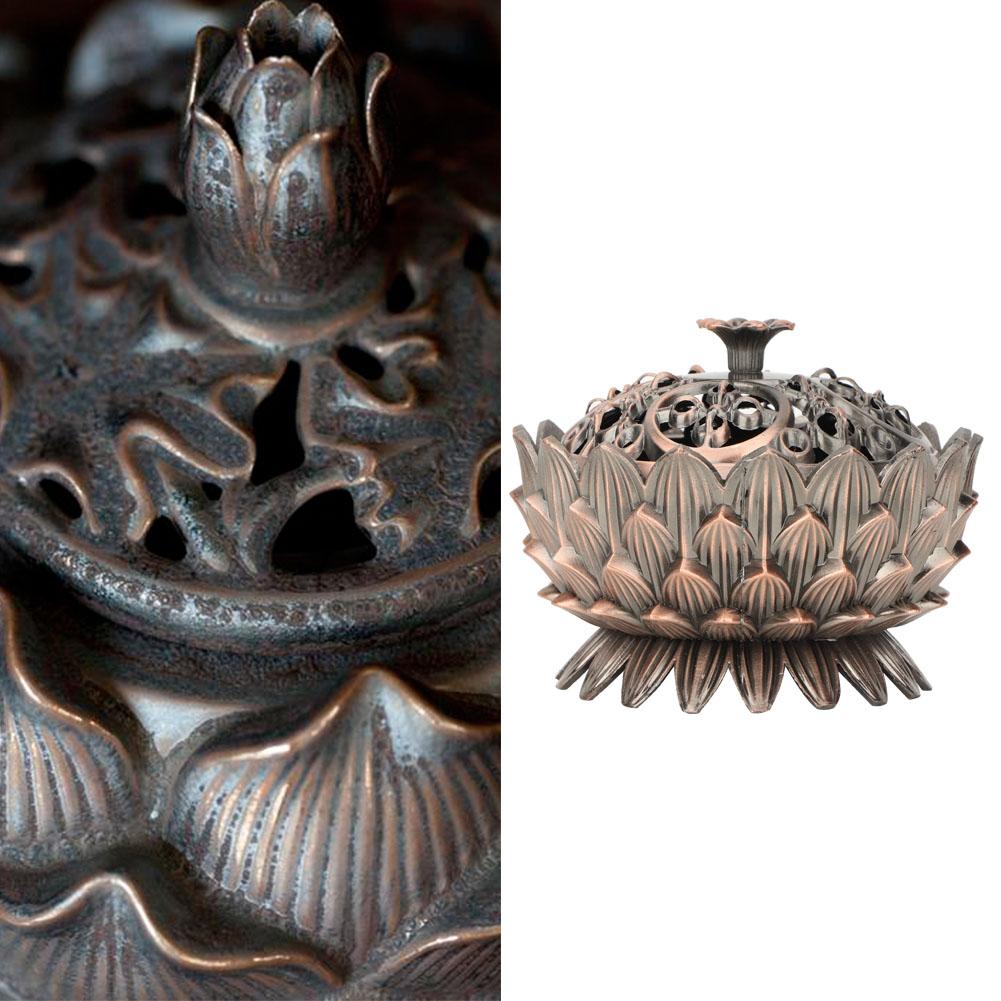 Alloy Craving   Incense Burning Flower Base Buddhist Supplies Home Decoration(Bronze)