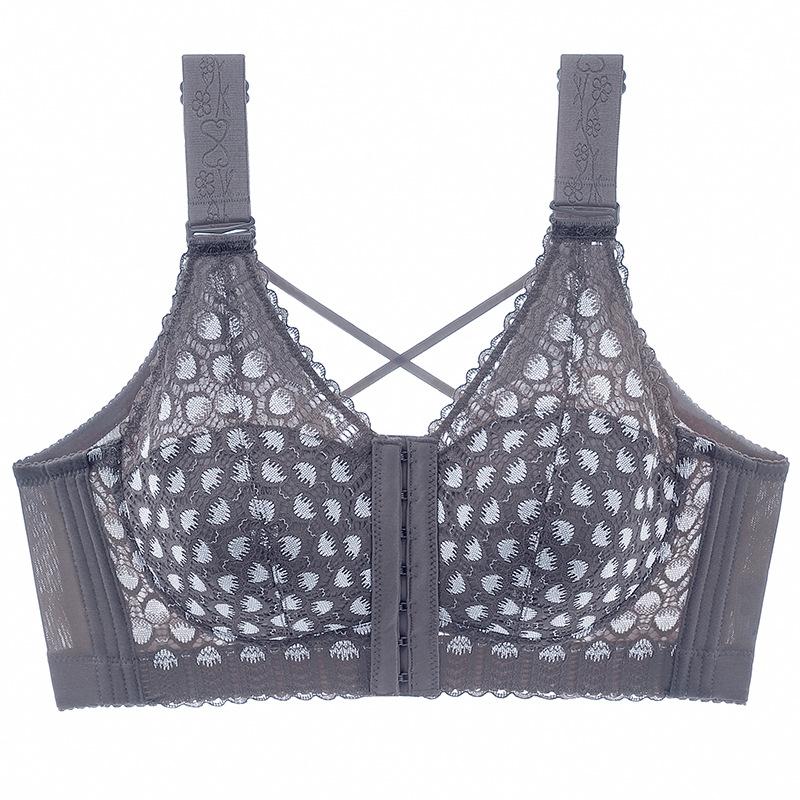 

Бюстгальтер на пуговицах спереди Женское тонкое белье Большого размера Конический аксессуар Бюстгальтер против провисания Бюстгальтер пуш-ап 48/110E серый