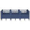 VidaXL Jardinière avec Piquets, Bac à Fleurs, Pot à Plantes, Boîte à Fleurs Jardin Terrasse Patio Extérieur, Bleu Gris 368019