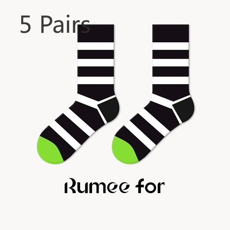 

5 пар женских полосатых чулок Ancient Sports Academy Wind на весну и осень 5 Pairs