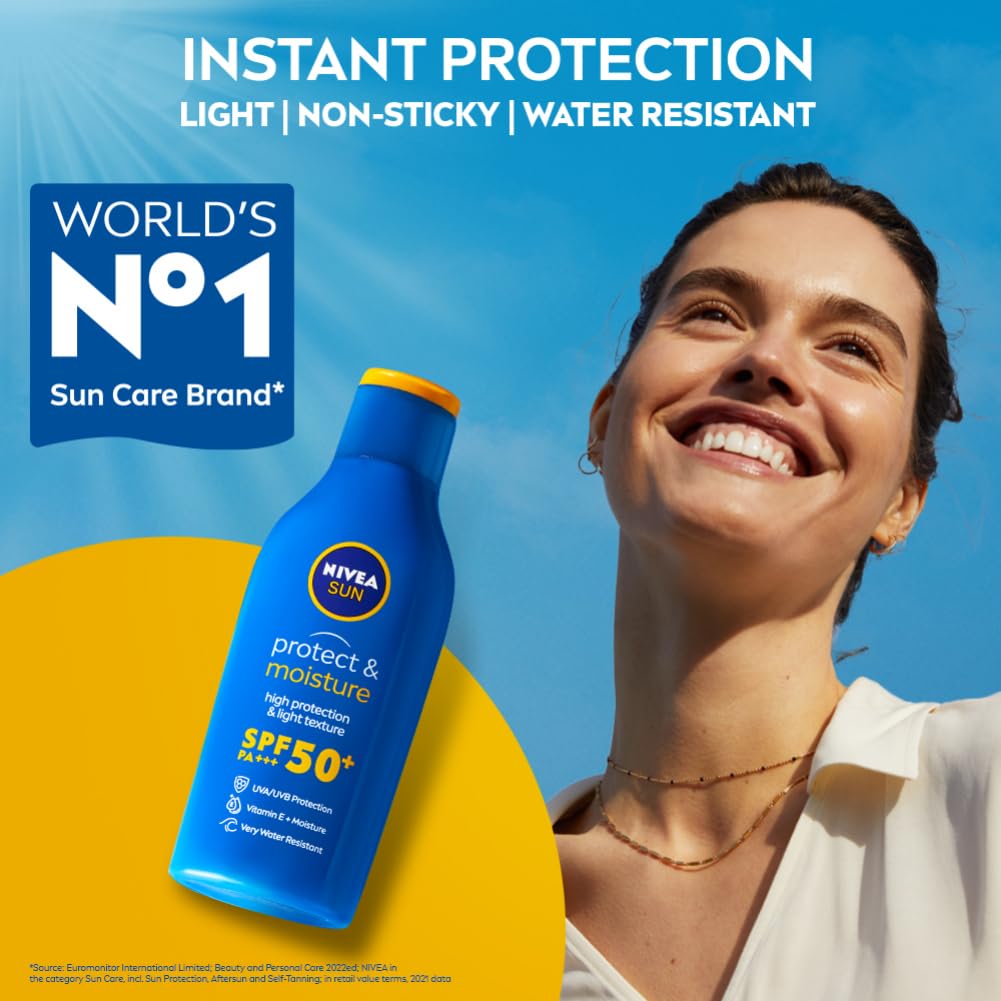 Nivea Sun Protect SPF 50 PA+++ Sunscreen 125ml, UVA-UVB Protection, Vitamin E, Water Resistant, Non-Greasy
