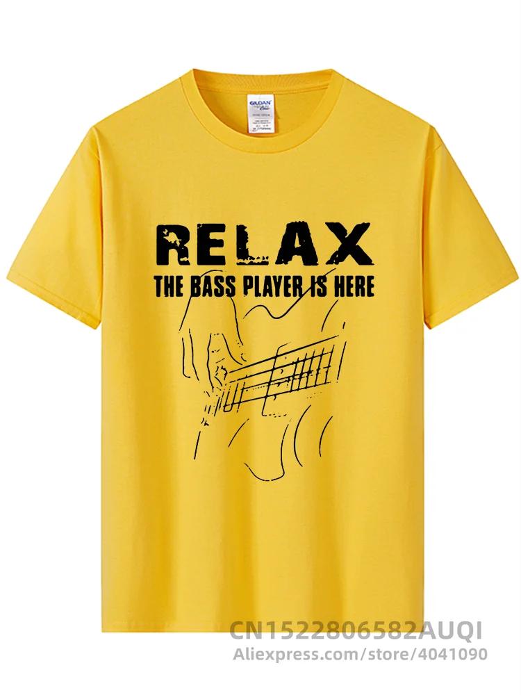 Electric Guitar Nevan Music Tshirt Relax The Bass Player Is Here 100% Cotton Fashionable Black T Shirt Summer Popular Tees