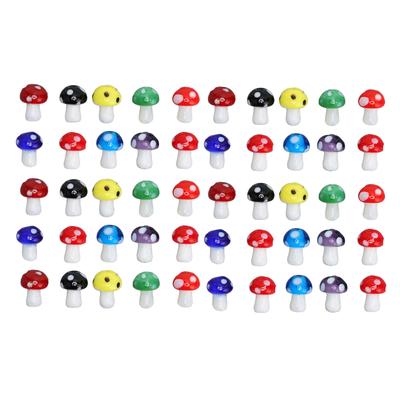 50 Pcs Mushroom Beads 14x10mm Attractive Decorative DIY Coloured Glaze 1.55mm Hole Mushroom