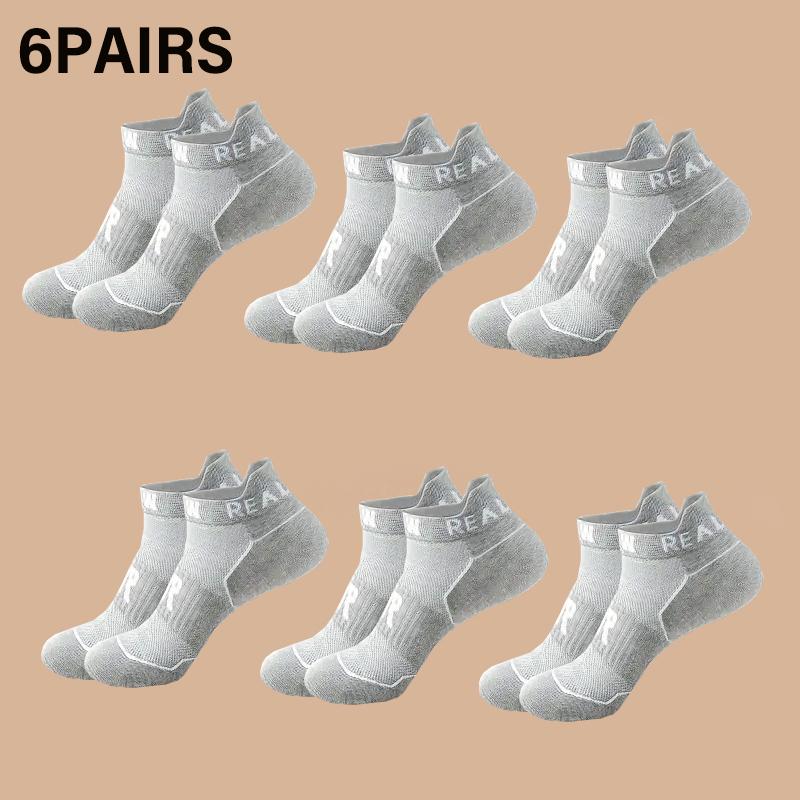 

Мужские 6 пар спортивных носков с надписью, сетчатые, дышащие, удобные, быстросохнущие, носки до щиколотки, унисекс, парные, всесезонные One Size