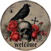 Halloween Skull Crow Tin Sign Vintage Gothic Skeleton Decor Wall Plaque