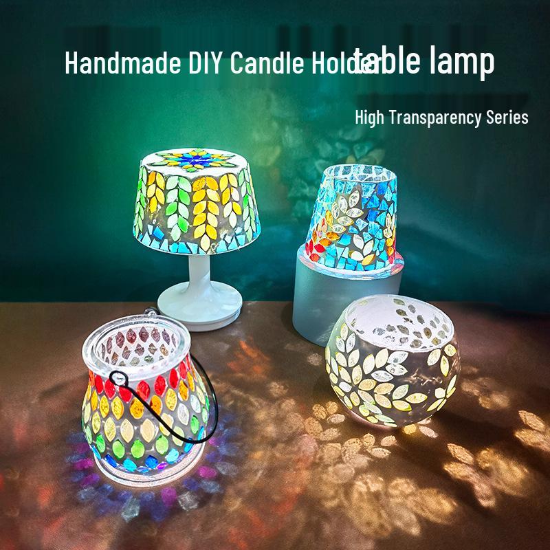 

Handmade DIY Mosaic Lantern Kit for Mother s Day - Candlestick Toy for Girls and Kindergarten Self-made Table Lamp
