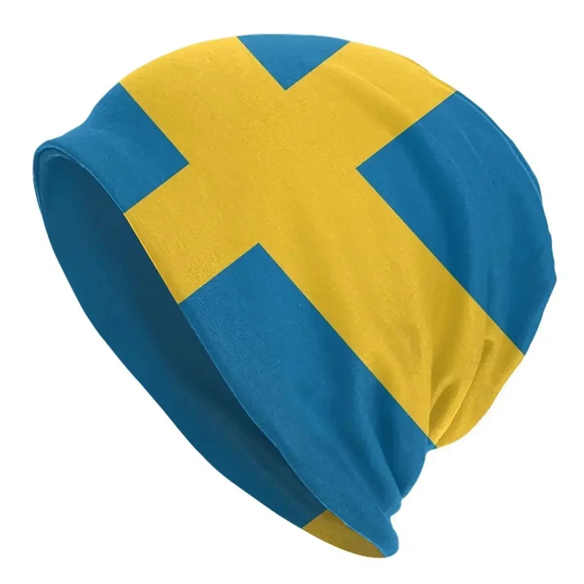 

Swedish Flag Warm Knitted Cap Fashion Bonnet Hat Autumn Winter Outdoor Beanies Hats for Unisex WoUnisex Adult One Size