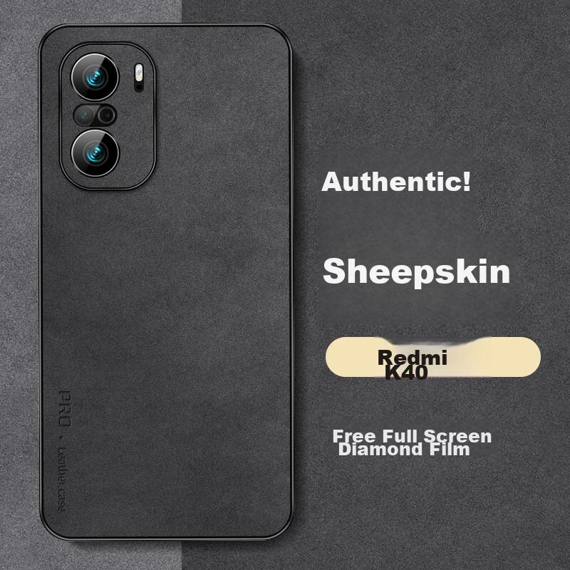 Redmi K40 Phone Case, Shockproof Camera Full Protection Soft, Simple Luxury Silicone Outer Case, WoAnd Leather Case, Black