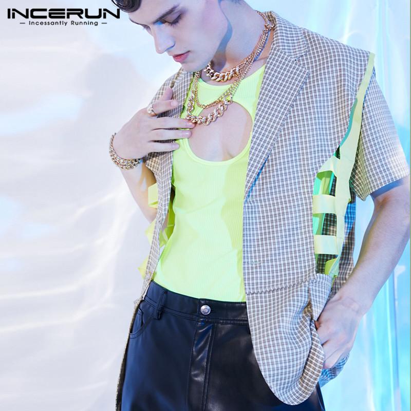 

INCERUN Летний мужской ажурный вязаный жилет Slim Fit Майки-майки Топы