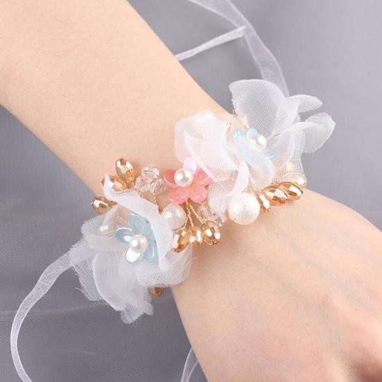 Wrist Corsage Elegant Comfortable Touch Anti-Wear Bride Bridesmaid Wrist Corsage Flower Bracelet for Wedding Engagement