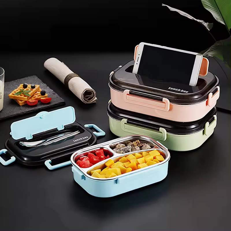 Stainless Steel 304 1300ml Environmentally Friendly and Insulated Children's Lunch Box with 3 Compartments