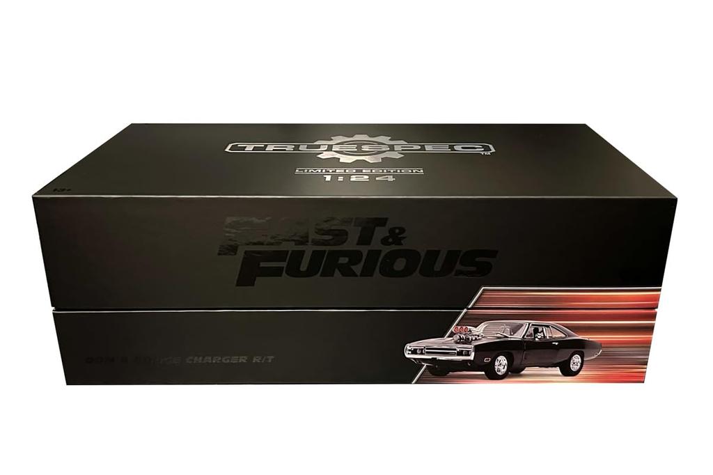 Jada Toys Rychle a zběsile True Spec Series 1970 Dodge Charger Černý hotový produkt JADA33721 a 1/24 F&F R/T (Pravá specifikace)