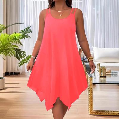 Vestido de Verão Feminino Plus Size com Alças Duplas Assimétricas