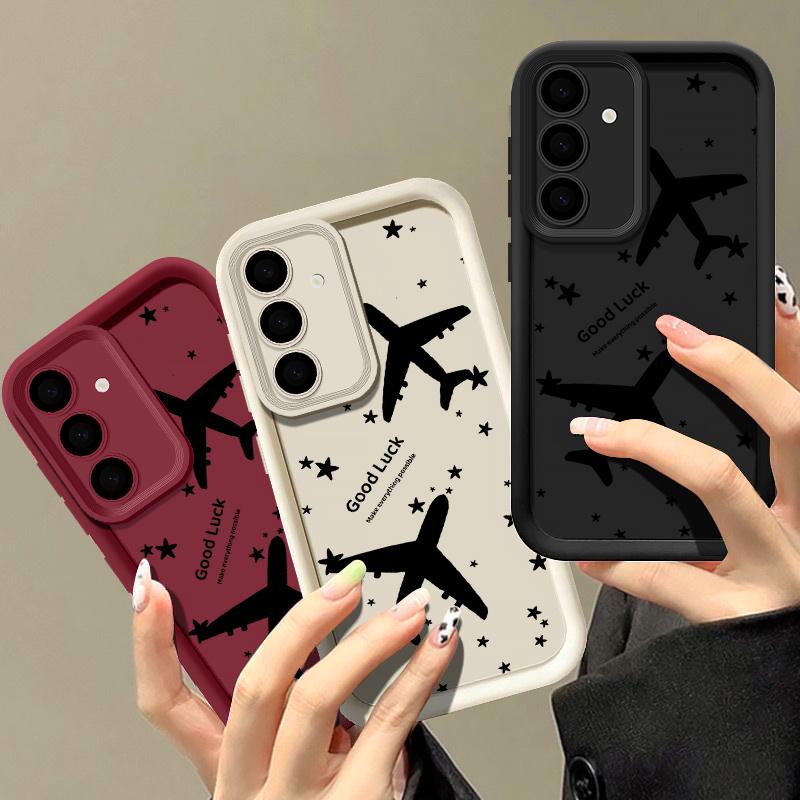 Pentru Samsung S25 Ultra S24 FE S23 S22 A56 A36 A55 A16 A15 A35 Carcase Coajă Imprimeu Avion Silicon Moale Protecție Obiectiv Rezistent la Șocuri TPU Mat Husă Telefon