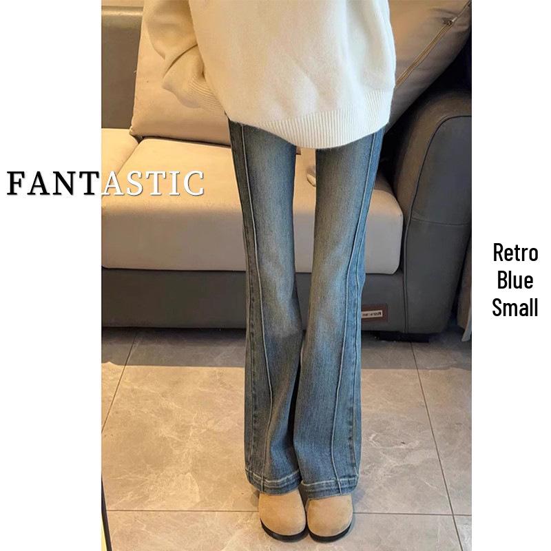 

2025 High-Waisted Plus-Size Retro Micro-Flare Jeans for Pear-Shaped Women L [100-120 lbs]