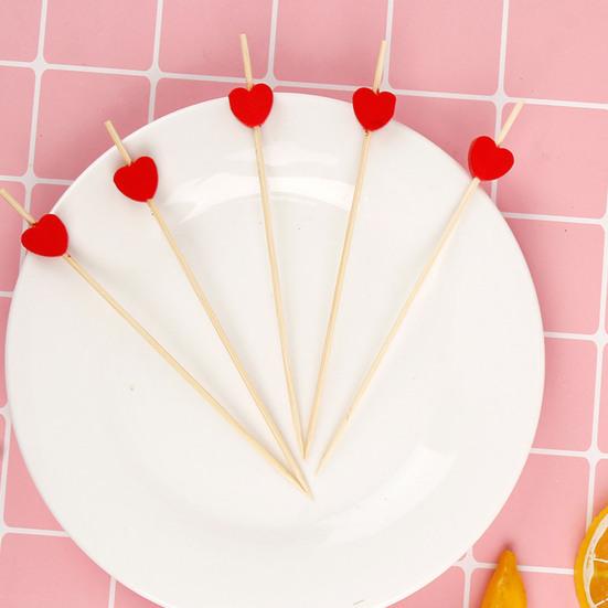 100PCS Disposable Cocktails Picks, Bamboo Long Fruit Label, Cartoon Decor Sharp Tip Skewers, for Burgers Sandwiches Fruits Desserts