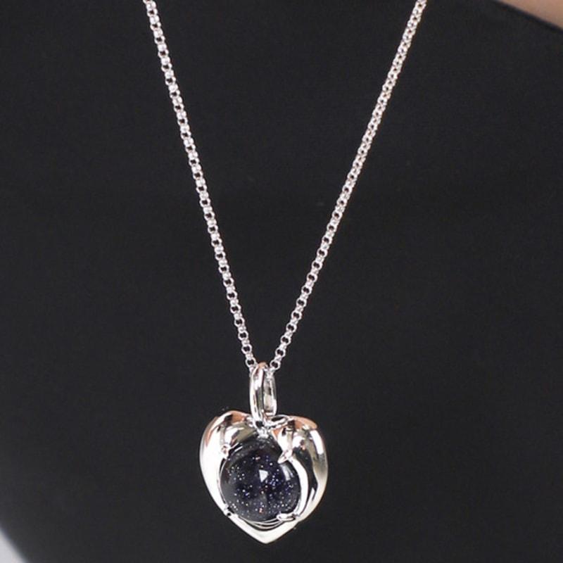 

dfarbe біле золото синій пісковик вічне серце кулон намисто free