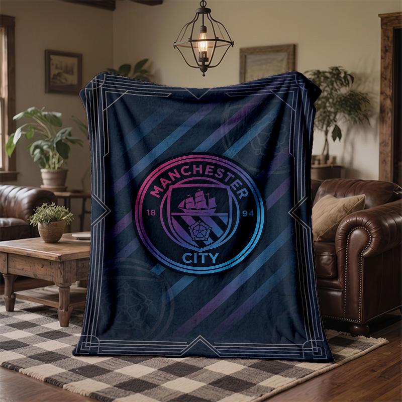 Manchester City Theme Fleece Blanket Cozy Soft Plush Blanket For Bedroom Couch Travel