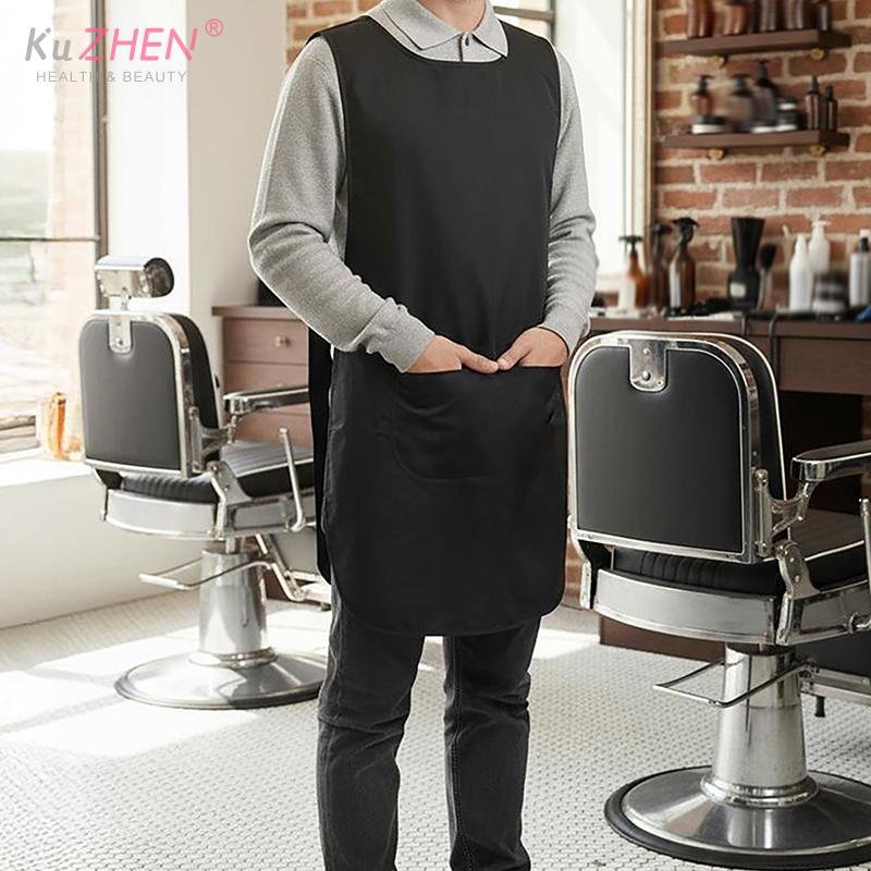 Double-sided Waterproof Black/Transparent Apron Barber Uniform Salon Hairstylist Apron Hairdresser Vest For Beauty Salon Nail