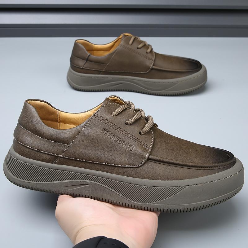 Fashion Luxury Casual Leather Men Business Overalls Shoes Fashion Outdoor Designer Thick Sole Walking Shoes New Men Oxford Casual Shoes