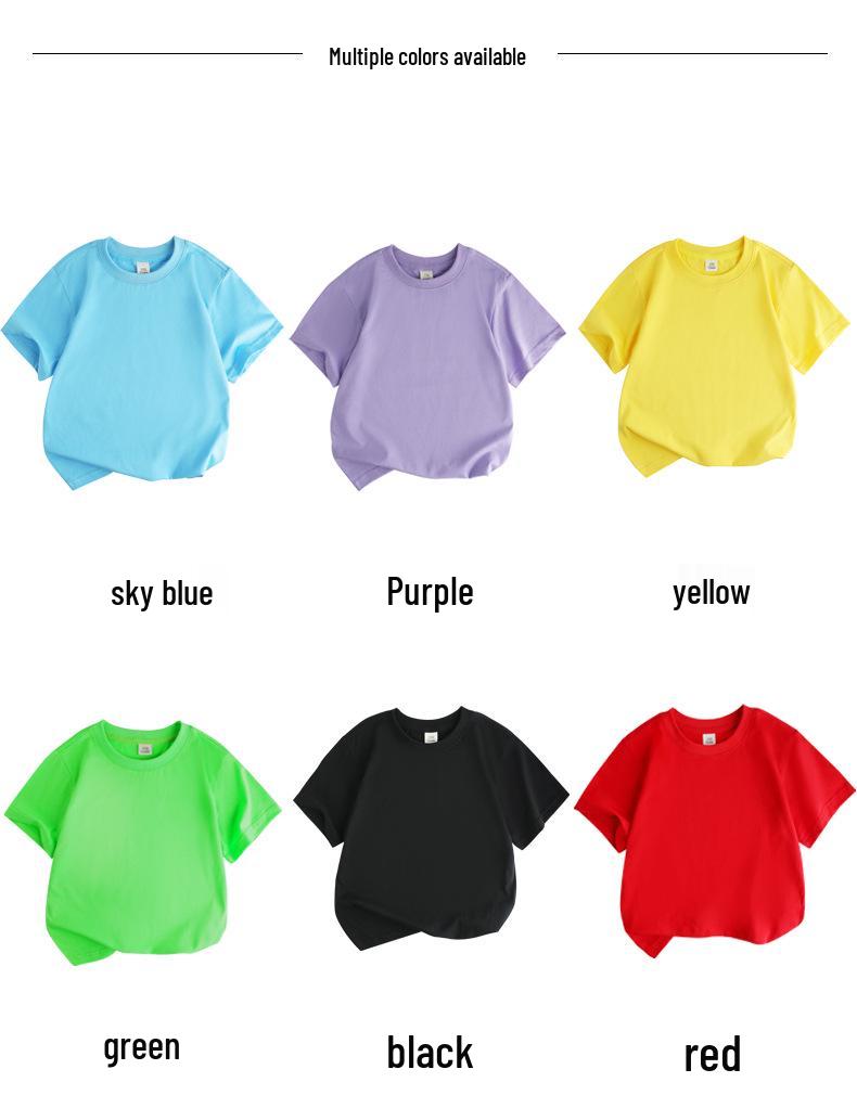 2025 New Kids' Solid Color Cotton Korean Style Loose Round Neck Sweat-Absorbent DIY Summer Short Sleeve T-Shirt